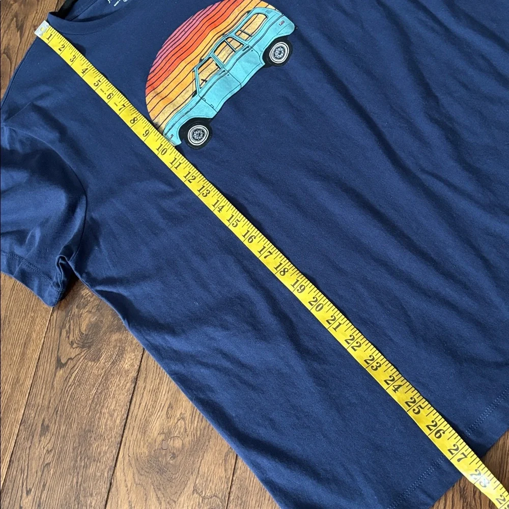 New NWT J.Crew graphic blue cotton tee size Medium Caravan Travel Road Trip
